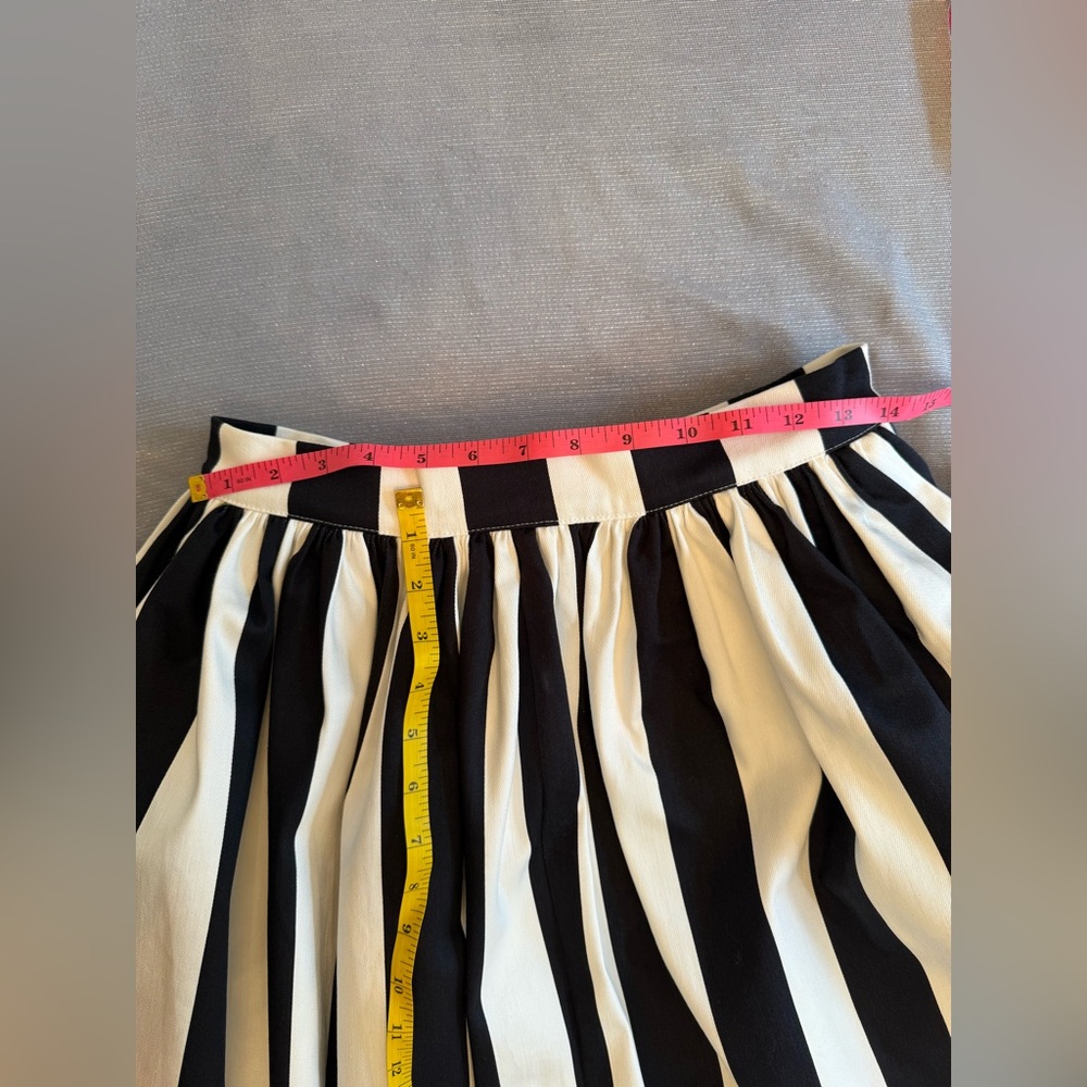 Vixen by Micheline Pitt Ghost Swing Skirt in Black and White Stripes Sz M - Picture 6 of 7